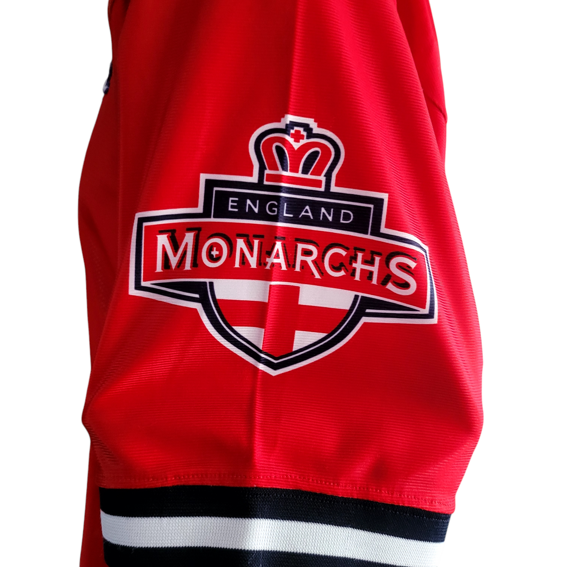 England Monarchs Jersey #10 - Authentic Red Champion Football Shirt with Sleeve Patch - USASTARFASHION