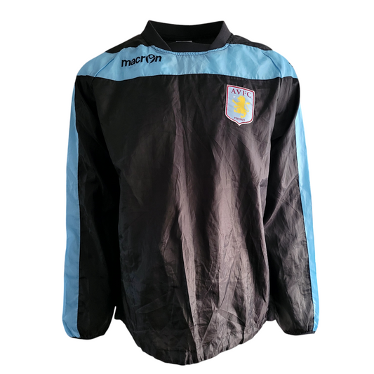 Aston Villa Windbreaker Jacket by Macron XL Black & Sky Blue Pullover, Pre-Owned with Minor Wear - USASTARFASHION