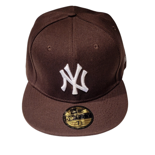 New York Yankees Hat - New Era 59Fifty Brown Wool-Blend Cap - Size 7 1/2 (59.6 cm) - USASTARFASHION