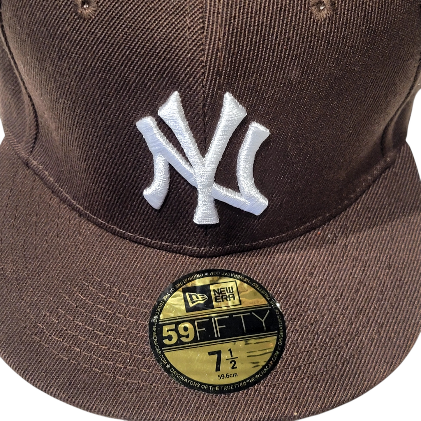 New York Yankees Fitted Cap 59FIFTY by New Era in Brown Size 7 1/2 (59.6 cm) - Like New Quality - USASTARFASHION