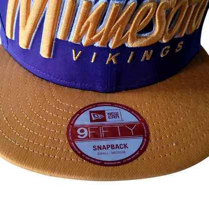 Minnesota Vikings Snapback Hat - New Era 9FIFTY Purple & Gold - Small/Medium - Excellent Condition - USASTARFASHION