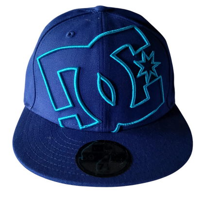 Vintage DC Shoes Cap - Blue New Era Fitted Hat Size 7 1/4 With Teal Embroidery, Excellent Condition - USASTARFASHION