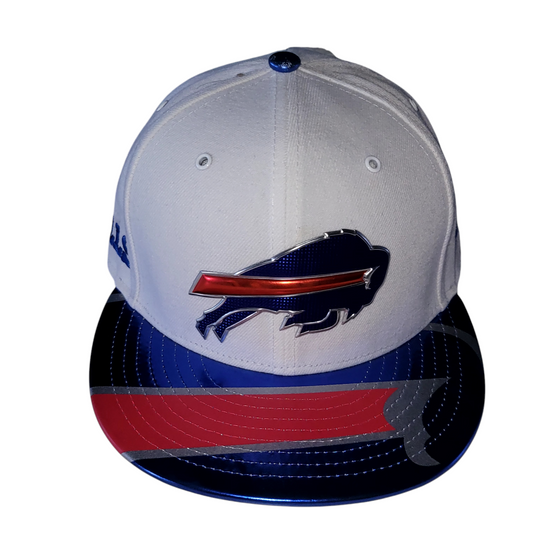 Buffalo Bills Cap New Era 59FIFTY NFL Team Headwear Size 7 3/8 White/Blue Fitted Hat - USASTARFASHION