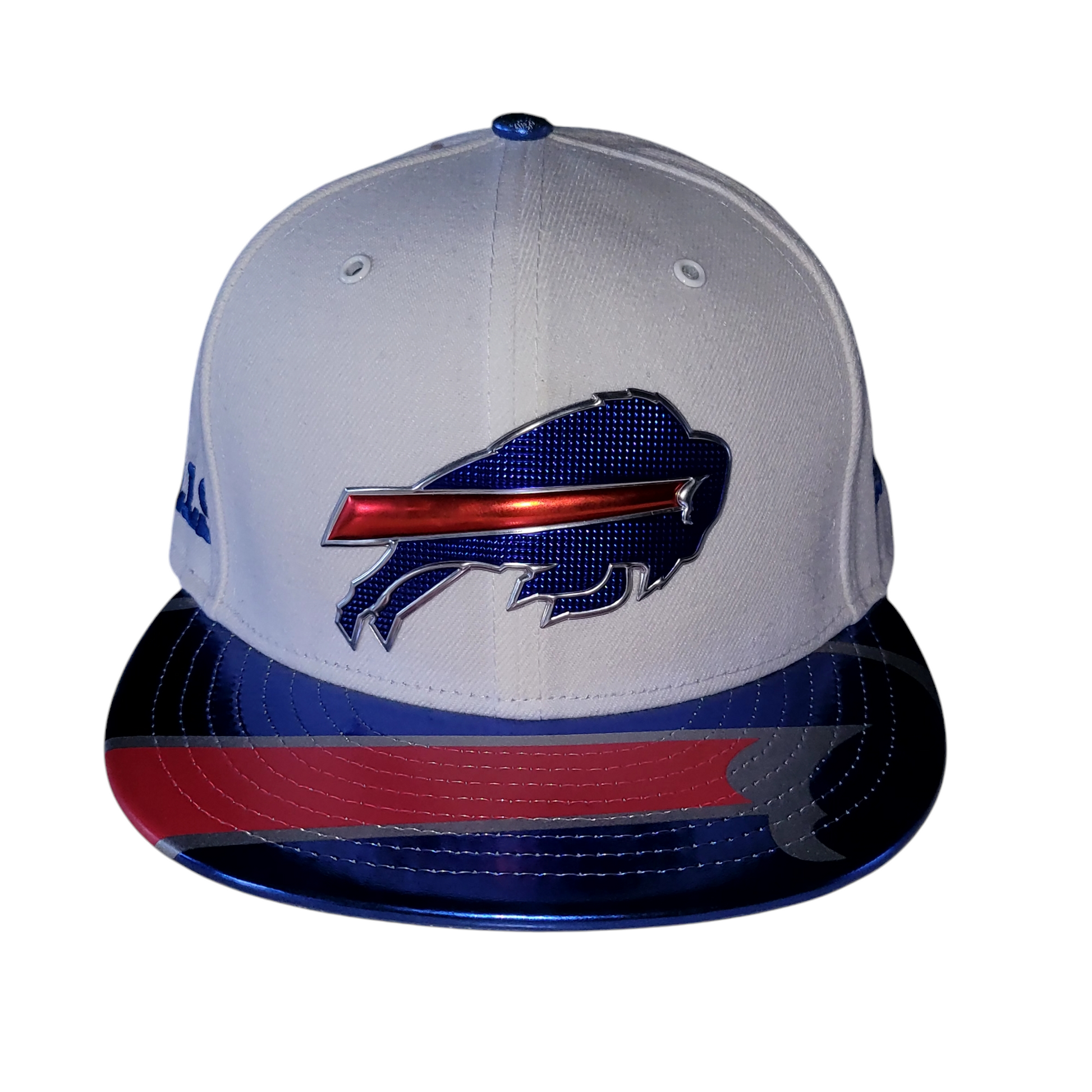 Buffalo Bills Cap New Era 59FIFTY NFL Team Headwear Size 7 3/8 White/Blue Fitted Hat - USASTARFASHION