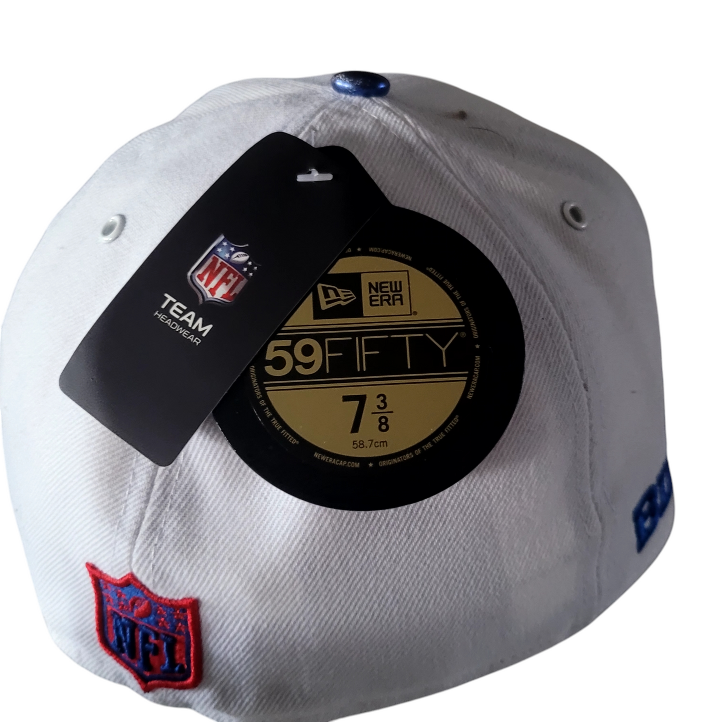 Buffalo Bills Cap New Era 59FIFTY NFL Team Headwear Size 7 3/8 White/Blue Fitted Hat - USASTARFASHION