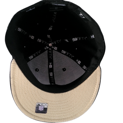 New Orleans Saints Hat - New Era 59Fifty Fitted Cap Size 7 1/2 Black with Gold Embroidery - USASTARFASHION