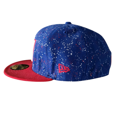 New Era New York Giants Hat 59FIFTY Fitted Cap - Red/Blue Splatter Design, Size 7 1/4 - USASTARFASHION