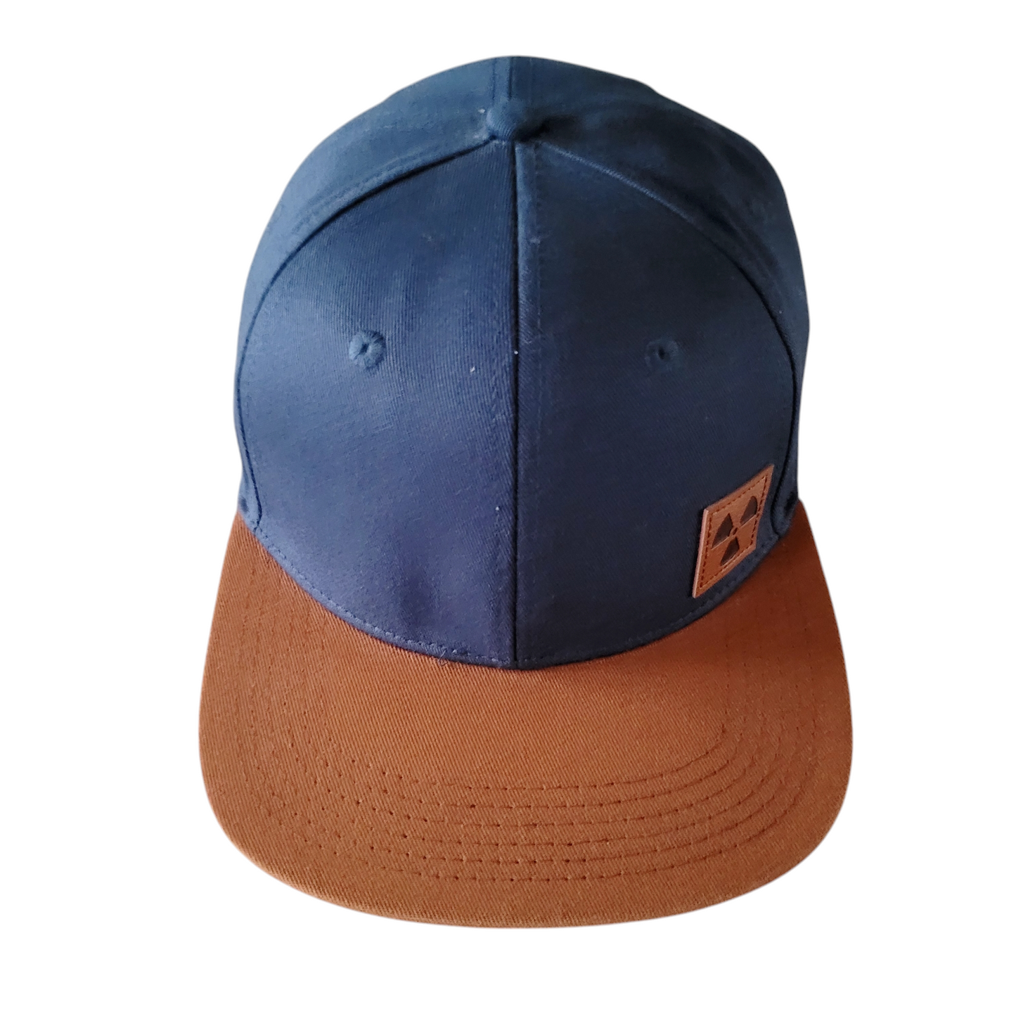 Nukeproof Snapback Hat - Adjustable Navy Blue & Brown Cap with Leather Patch & Embroidered Logo - USASTARFASHION