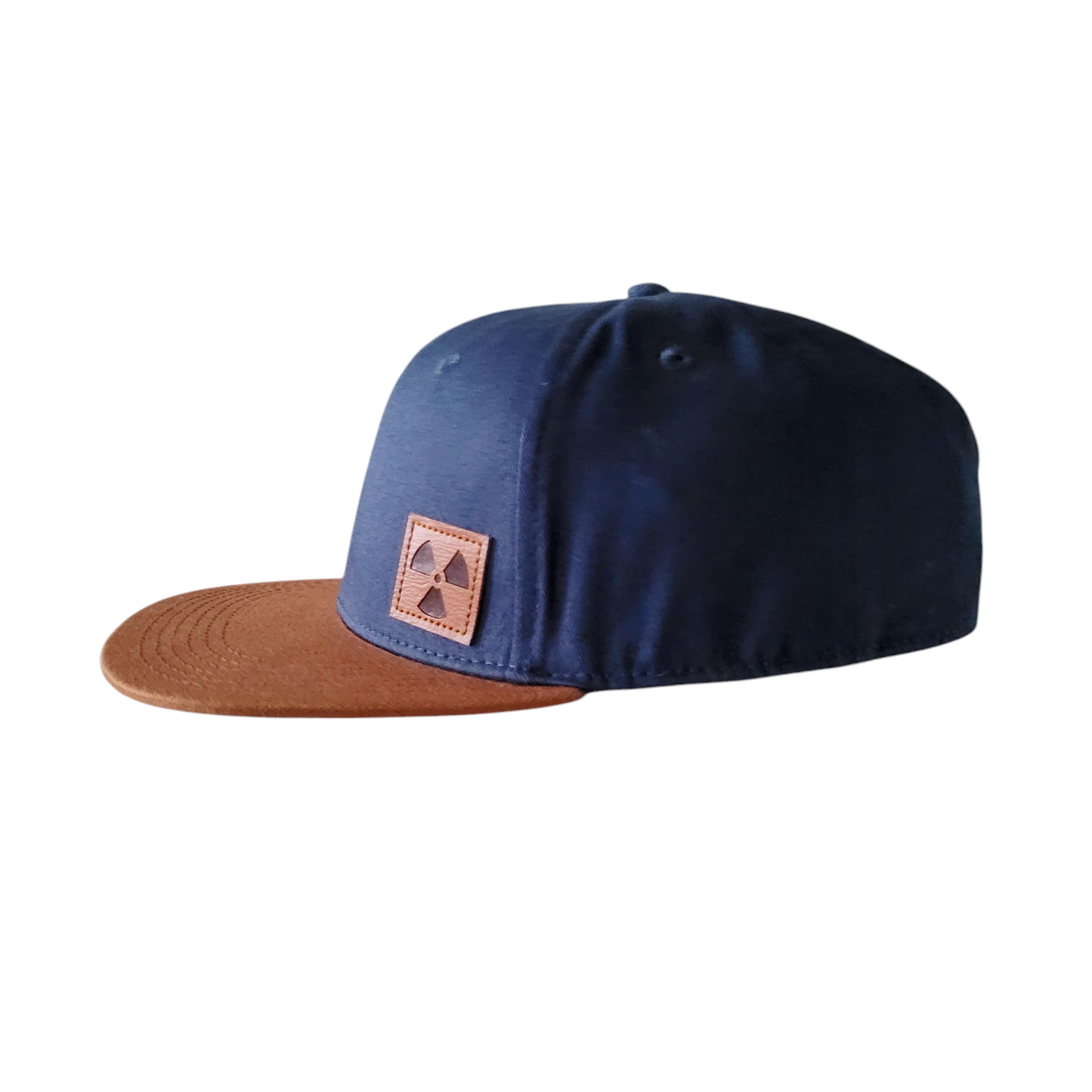 Nukeproof Snapback Hat - Adjustable Navy Blue & Brown Cap with Leather Patch & Embroidered Logo - USASTARFASHION