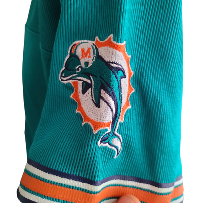 a close up of a miami dolphins jersey