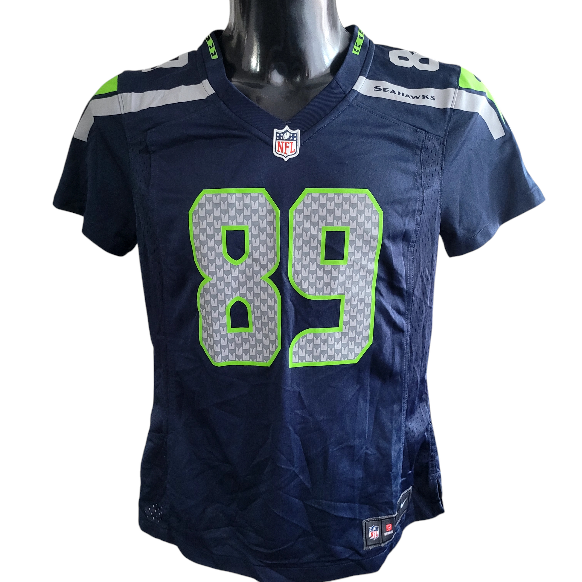 Seattle Seahawks Doug Baldwin Jersey #89 NFL On Field by Nike - Women's Medium, Navy Blue - USASTARFASHION