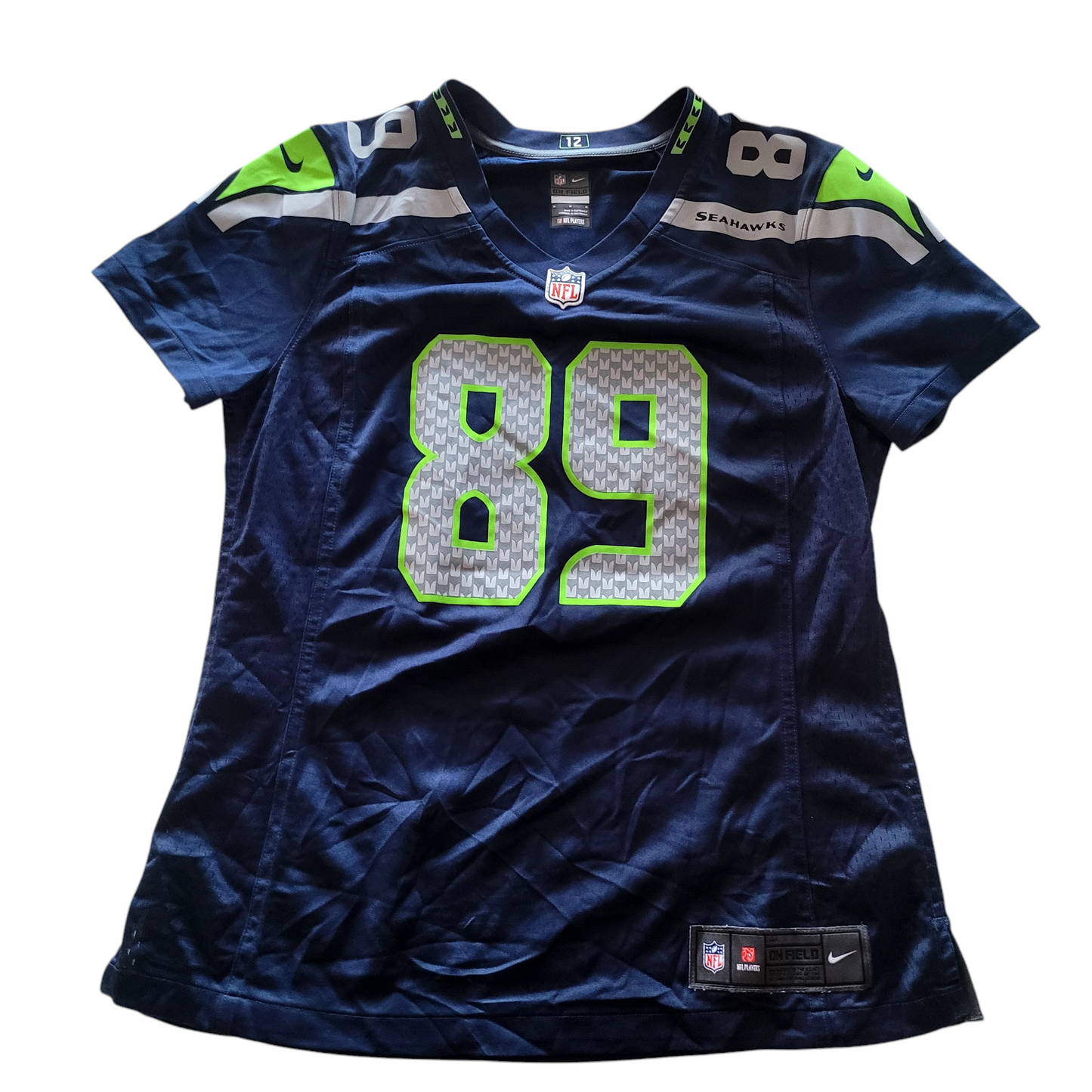 Seattle Seahawks Doug Baldwin Jersey #89 NFL On Field by Nike - Women's Medium, Navy Blue - USASTARFASHION