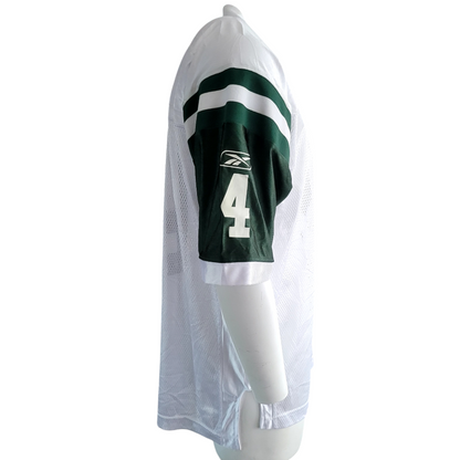 Brett Favre New York Jets #4 Jersey Reebok Men’s Large L NFL Authentic White Green Excellent Condition - USASTARFASHION