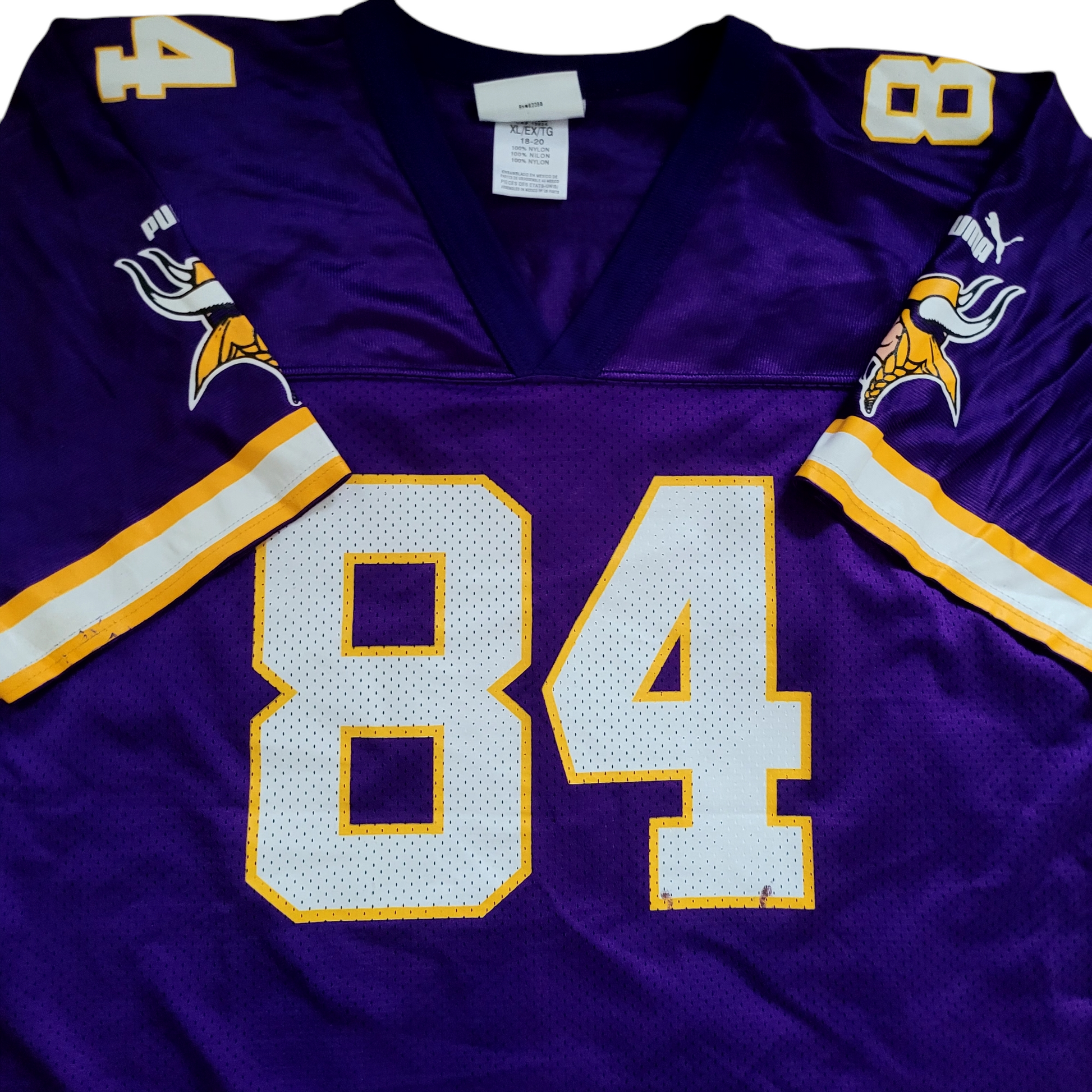 Randy Moss #84 Minnesota Vikings Jersey for Youth, Size XL, 100% Nylon, Excellent Condition - USASTARFASHION