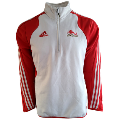 Vintage Adidas England Lions Quarter-Zip Pullover Jacket - Size UK 38/40, Red & White - USASTARFASHION