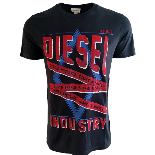 Vintage Diesel Industry Graphic T-Shirt - Black - Size M - USASTARFASHION