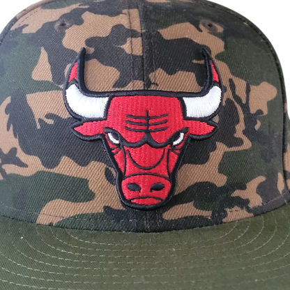 Vintage Chicago Bulls Camo New Era 59Fifty Fitted Hat sz 7 3/8 - USASTARFASHION