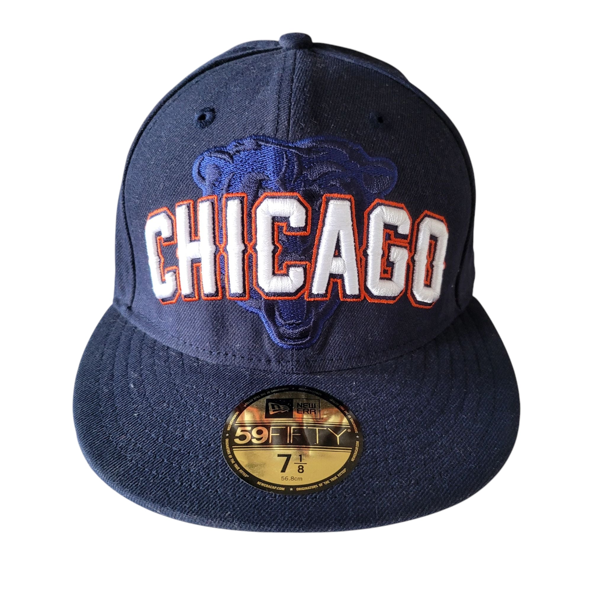 New Era 59FIFTY Chicago Bears Fitted Hat – Size 7 1/8 – NFL Navy & Orange - USASTARFASHION