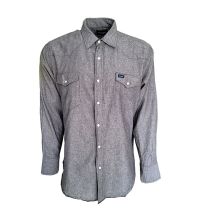 Vintage Wrangler Western Snap Shirt – Grey, Size XL - USASTARFASHION