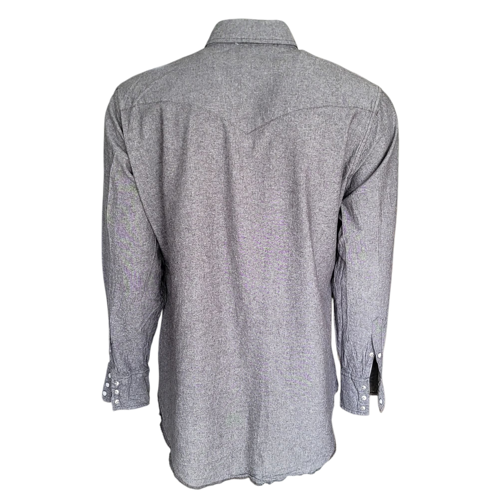 Vintage Wrangler Western Snap Shirt – Grey, Size XL - USASTARFASHION