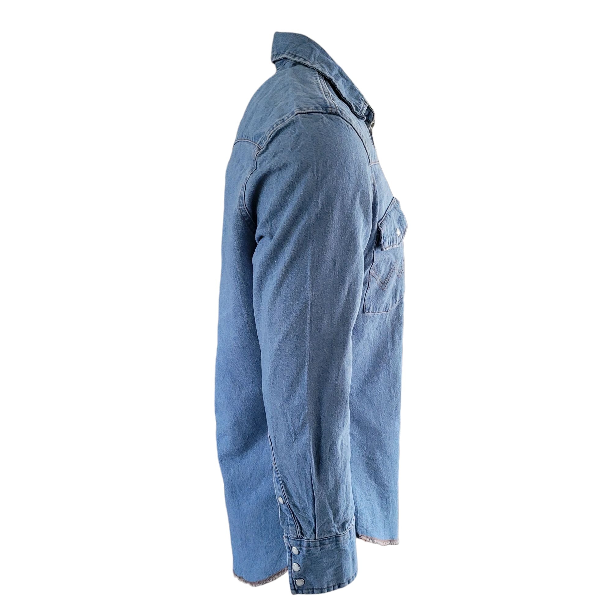 Vintage Wrangler Western Denim Shirt – Size M, Long Sleeve - USASTARFASHION