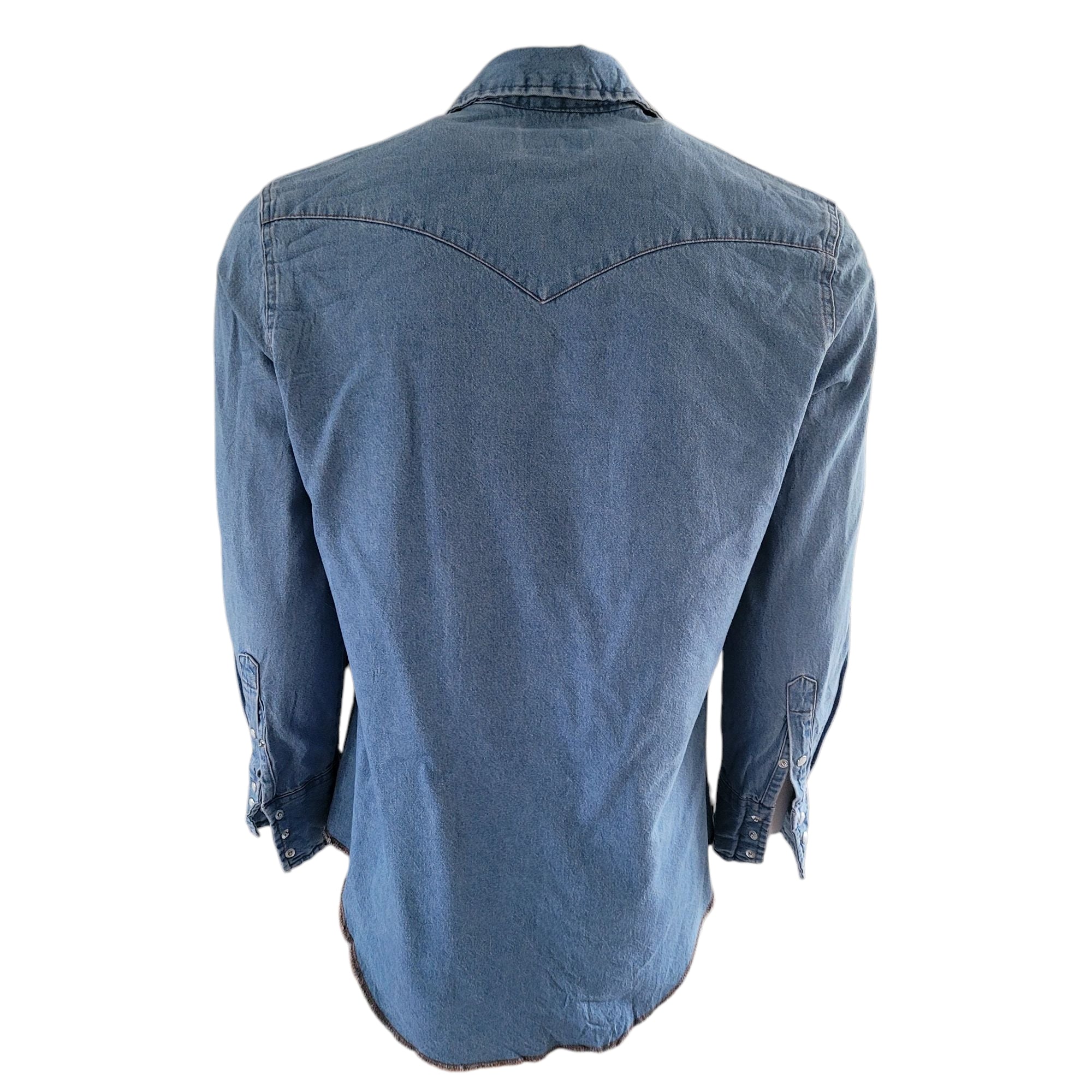 Vintage Wrangler Western Denim Shirt – Size M, Long Sleeve - USASTARFASHION
