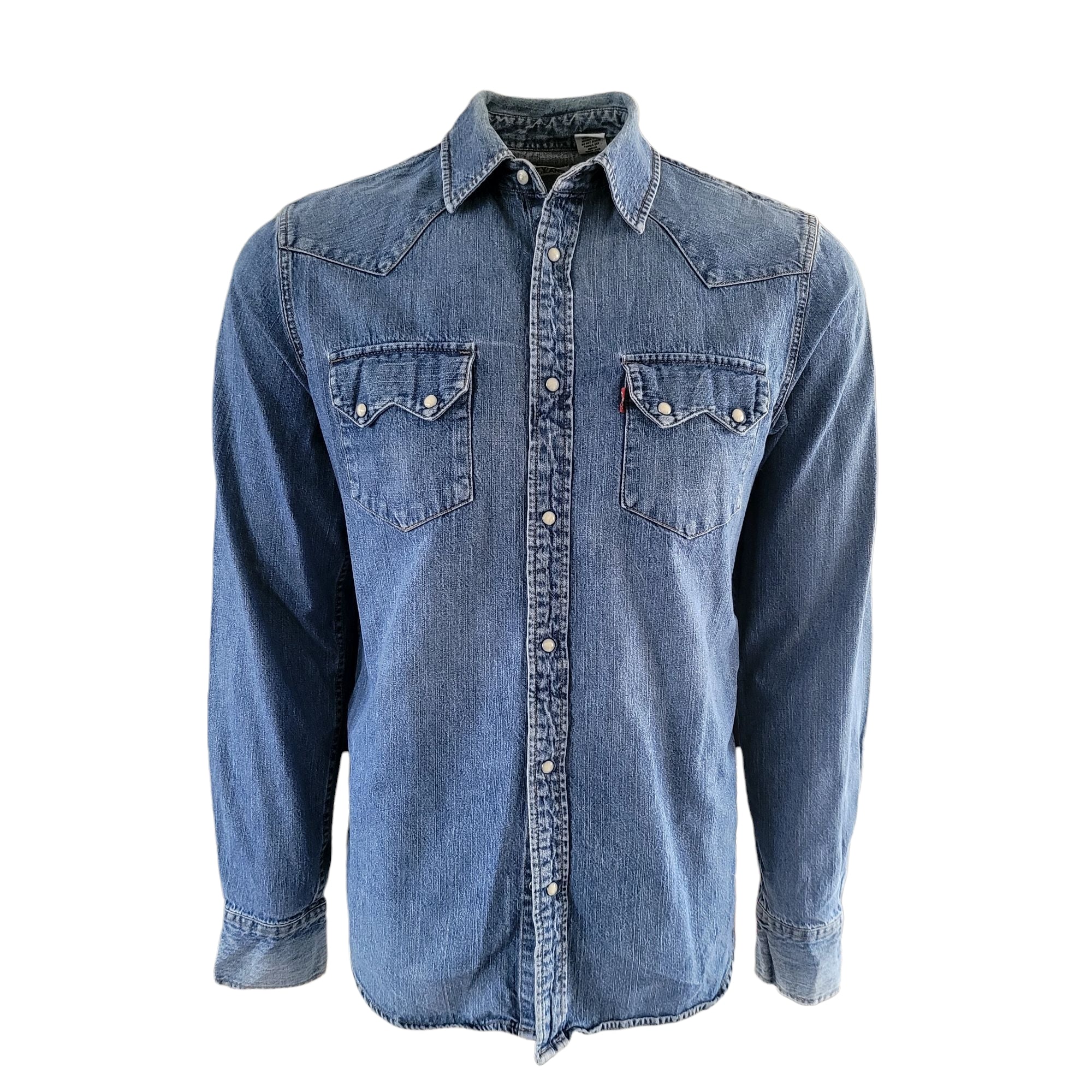 Vintage Levi's Western Denim Shirt - Size M - Light Blue - USASTARFASHION