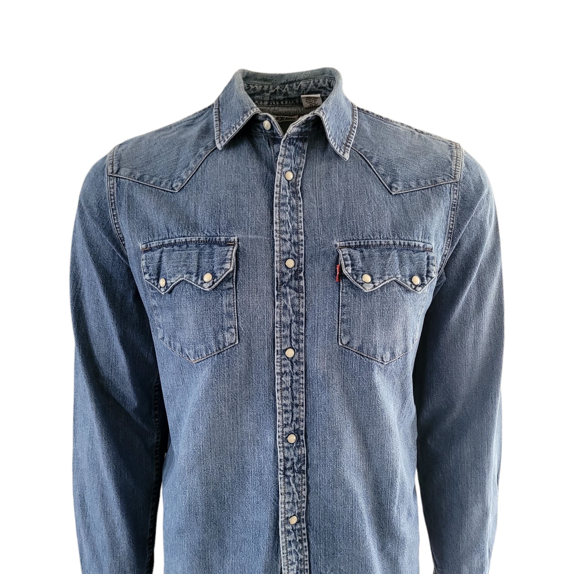 Vintage Levi's Western Denim Shirt - Size M - Light Blue - USASTARFASHION
