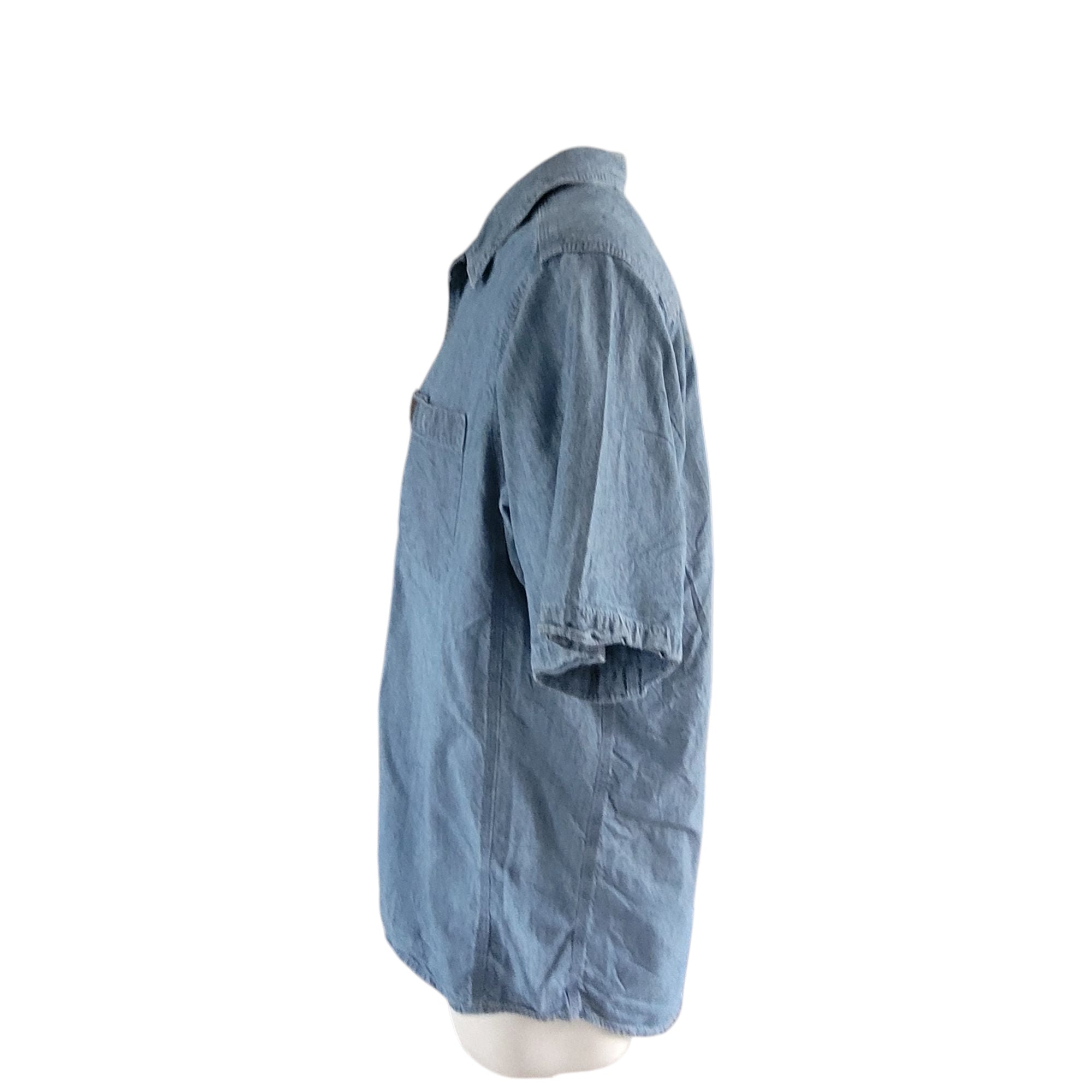 Vintage Wrangler RIGGS Workwear Denim Shirt – Size M, Short Sleeve - USASTARFASHION