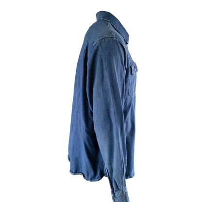 Vintage Wrangler Premium Quality Denim Shirt – Size XL – Long Sleeve – Dark Blue - USASTARFASHION