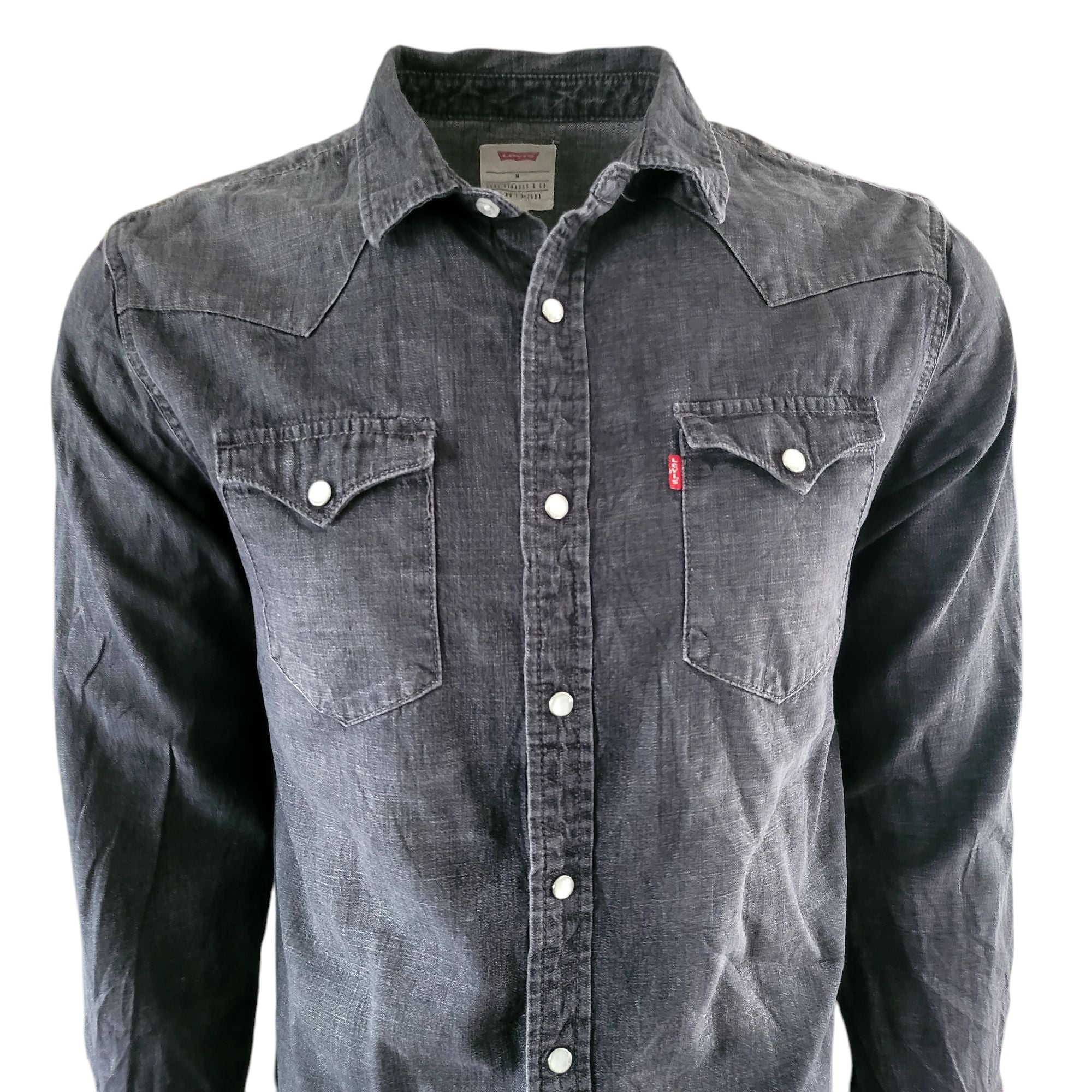 Vintage Levi’s Western Denim Shirt – Black, Size M - USASTARFASHION