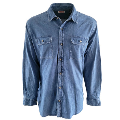 Vintage Wrangler Western Denim Shirt – Blue, Size XL - USASTARFASHION