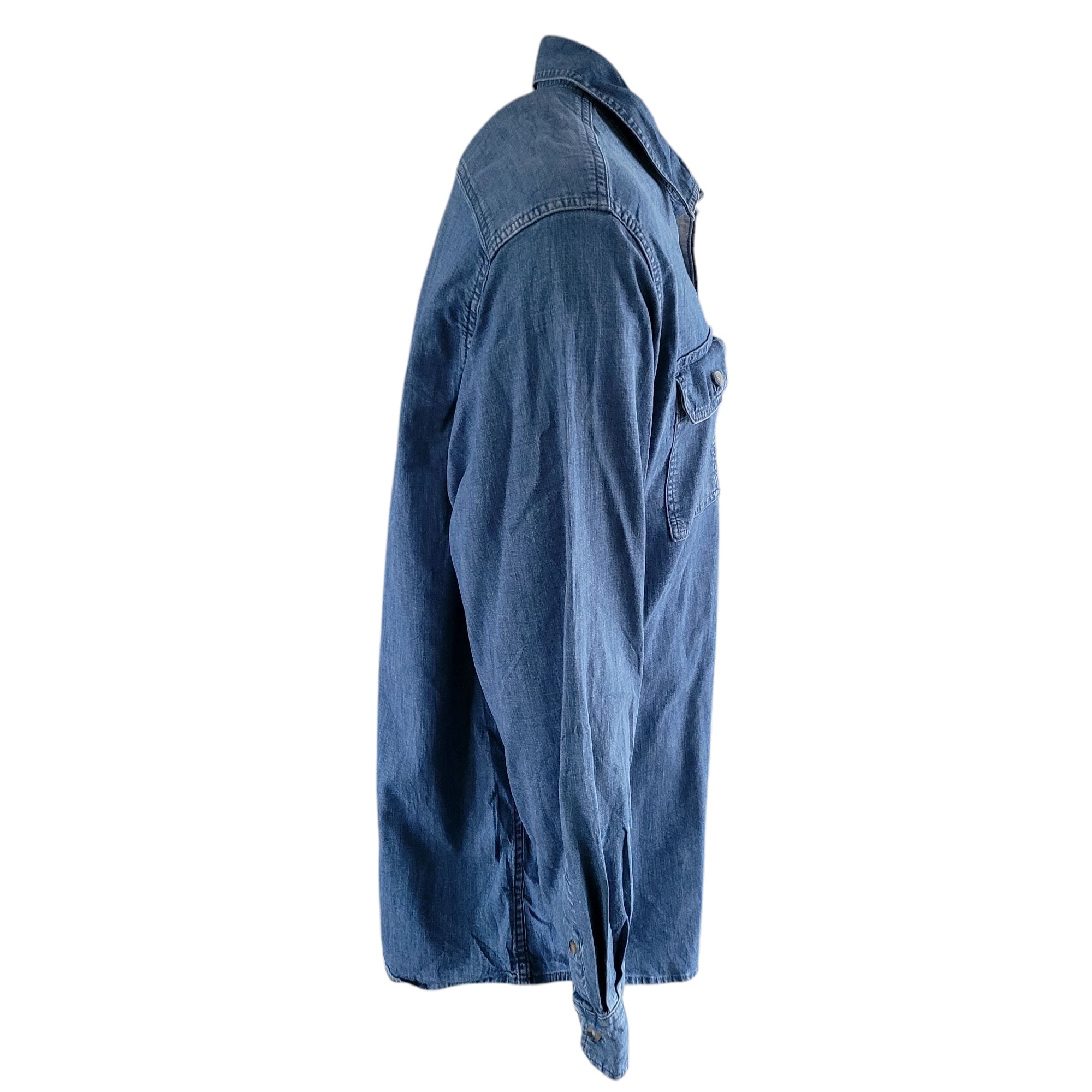 Vintage Wrangler Western Denim Shirt – Blue, Size XL - USASTARFASHION