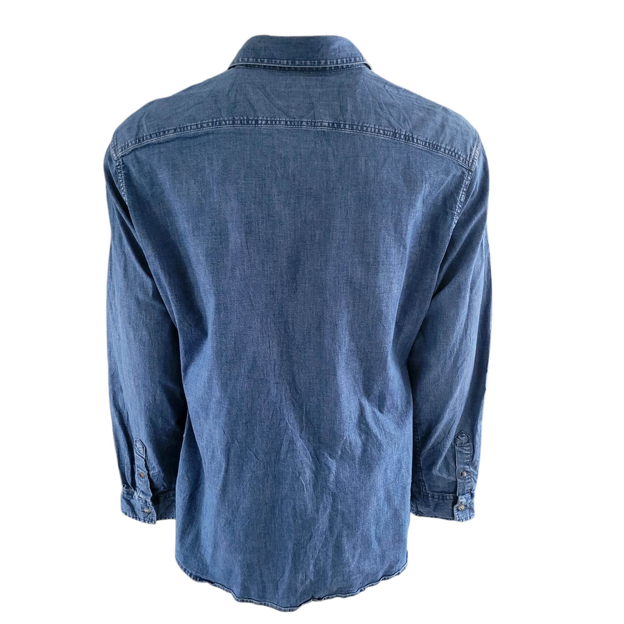 Vintage Wrangler Western Denim Shirt – Blue, Size XL - USASTARFASHION