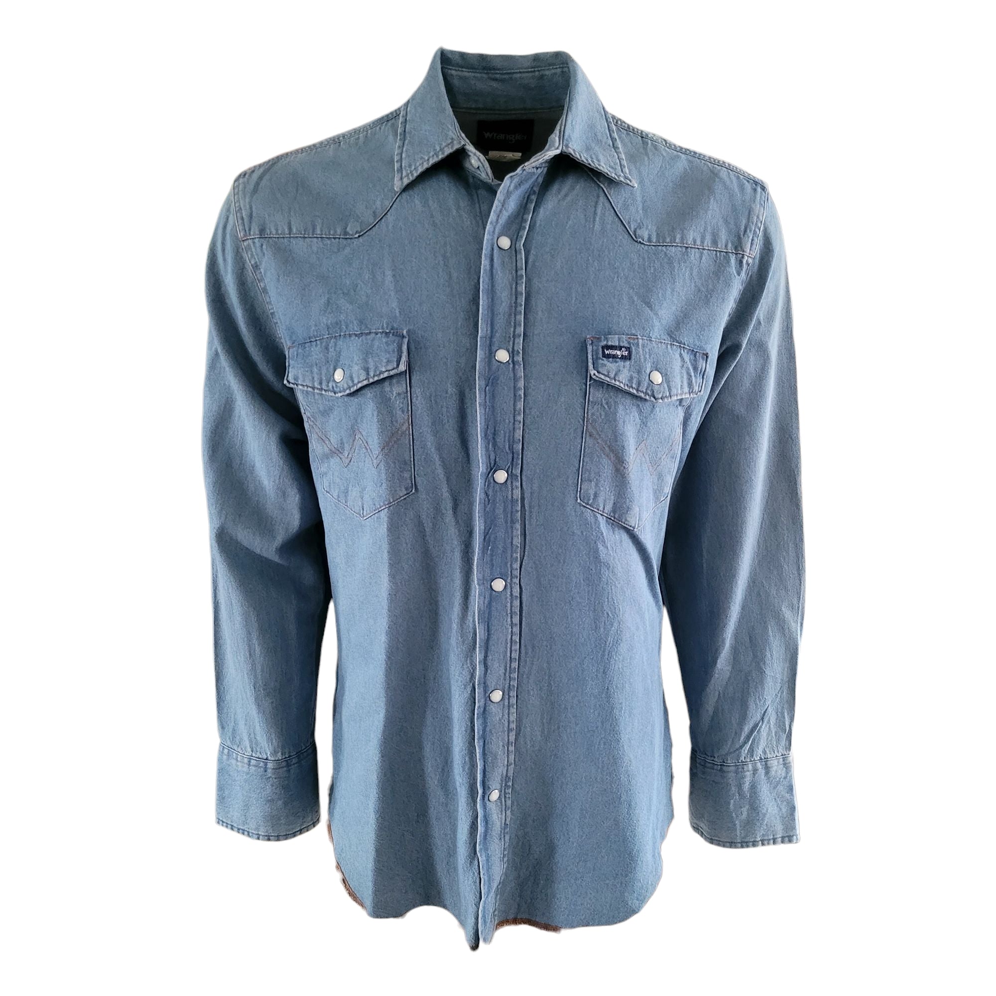 Vintage Wrangler Cowboy Cut Denim Shirt – Size L, NWOT - USASTARFASHION
