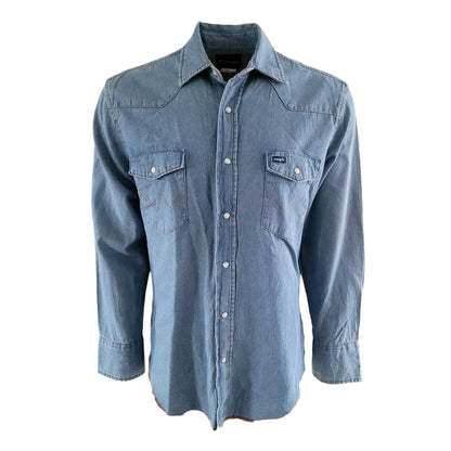 Vintage Wrangler Cowboy Cut Denim Shirt – Size L, NWOT - USASTARFASHION