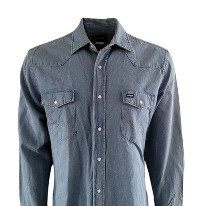Vintage Wrangler Cowboy Cut Denim Shirt – Size L, NWOT - USASTARFASHION