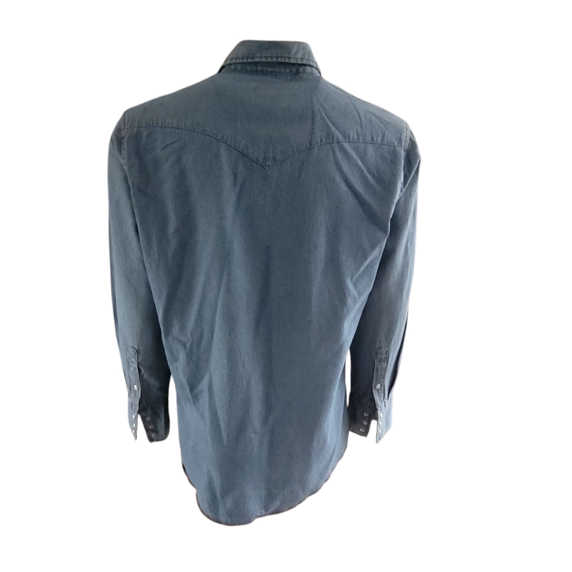 Vintage Wrangler Cowboy Cut Denim Shirt – Size L, NWOT - USASTARFASHION