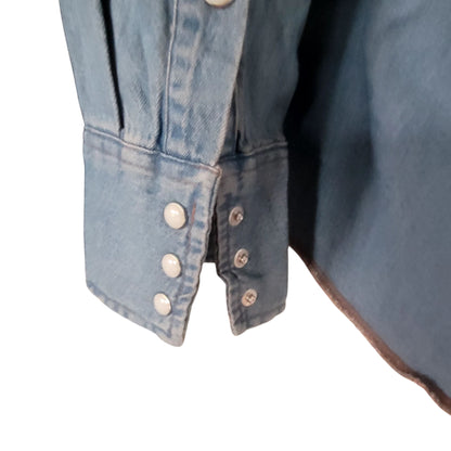 Vintage Wrangler Cowboy Cut Denim Shirt – Size L, NWOT - USASTARFASHION