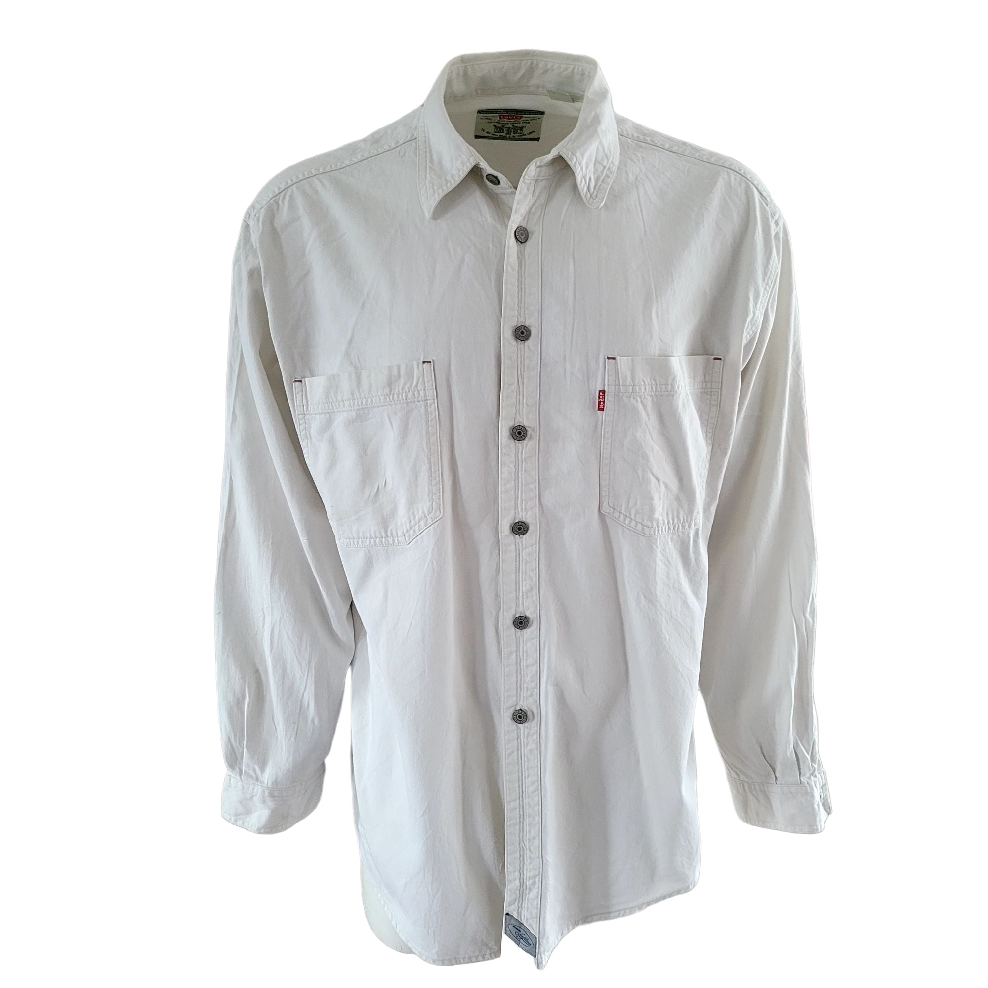 Vintage Levi’s White Long Sleeve Shirt – Size XL - USASTARFASHION