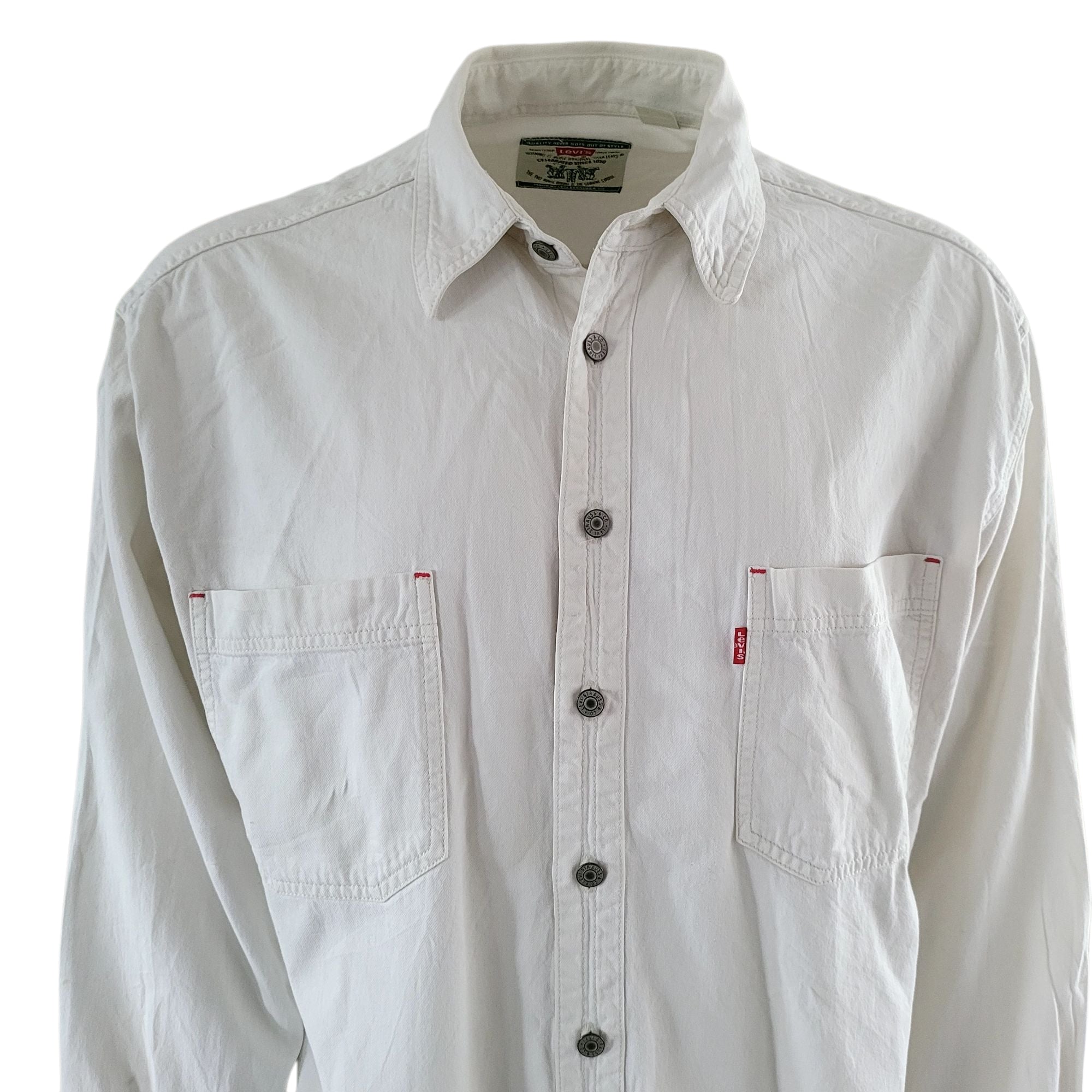 Vintage Levi’s White Long Sleeve Shirt – Size XL - USASTARFASHION