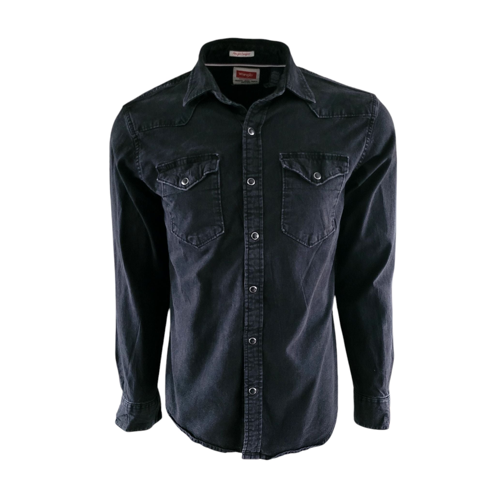 Vintage Wrangler Flex Western Shirt – Faded Black, Size M - USASTARFASHION