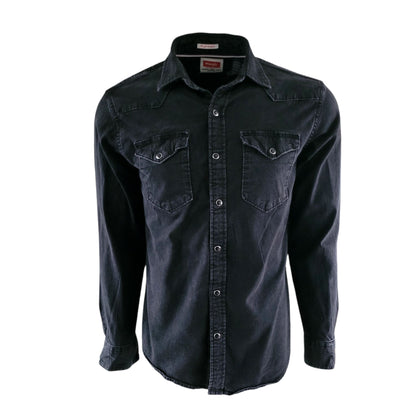 Vintage Wrangler Flex Western Shirt – Faded Black, Size M - USASTARFASHION