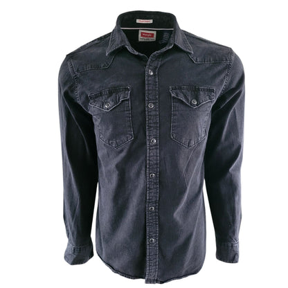 Vintage Wrangler Flex Western Shirt – Faded Black, Size M - USASTARFASHION
