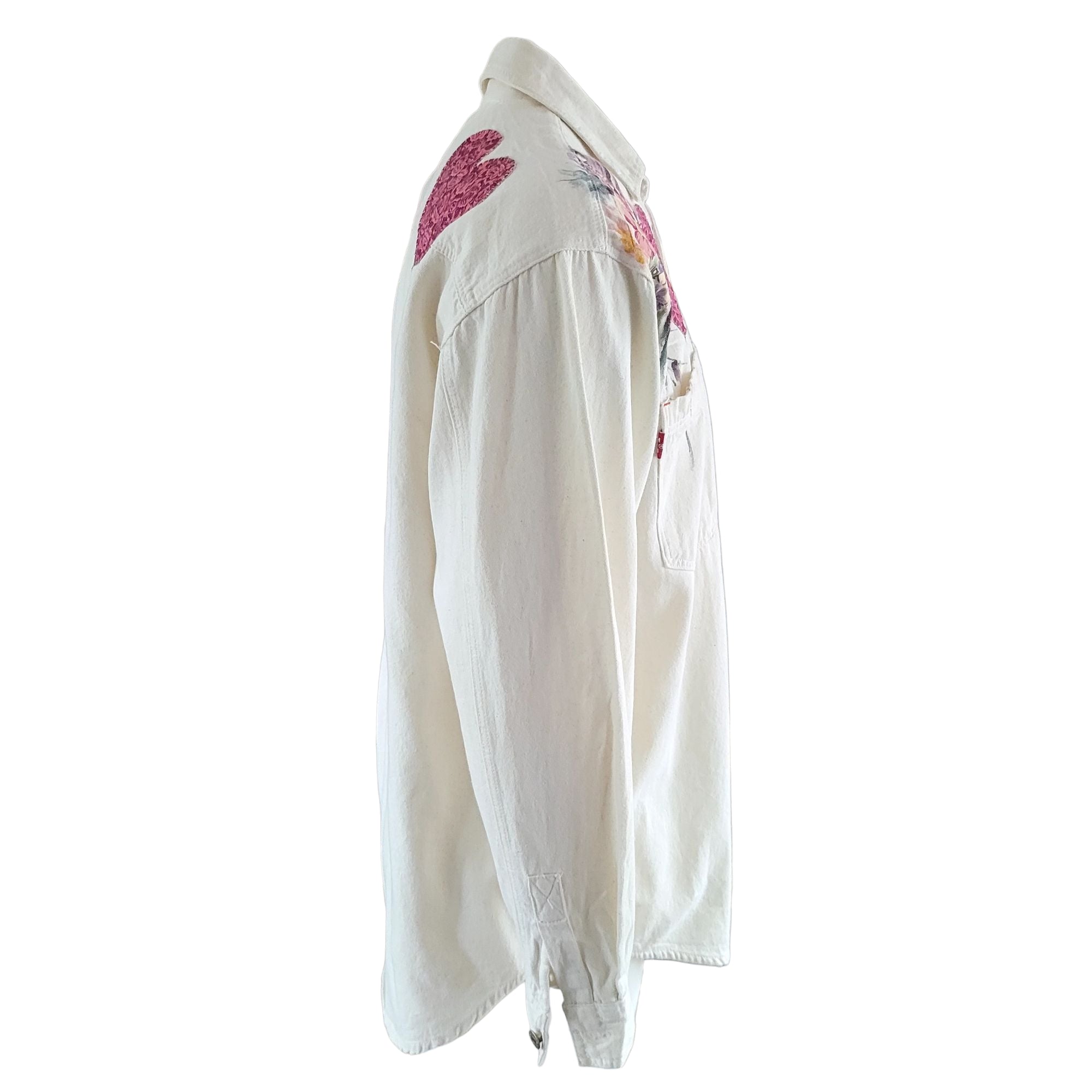 Vintage Milano Bay Western Shirt – White Floral, Size M - USASTARFASHION