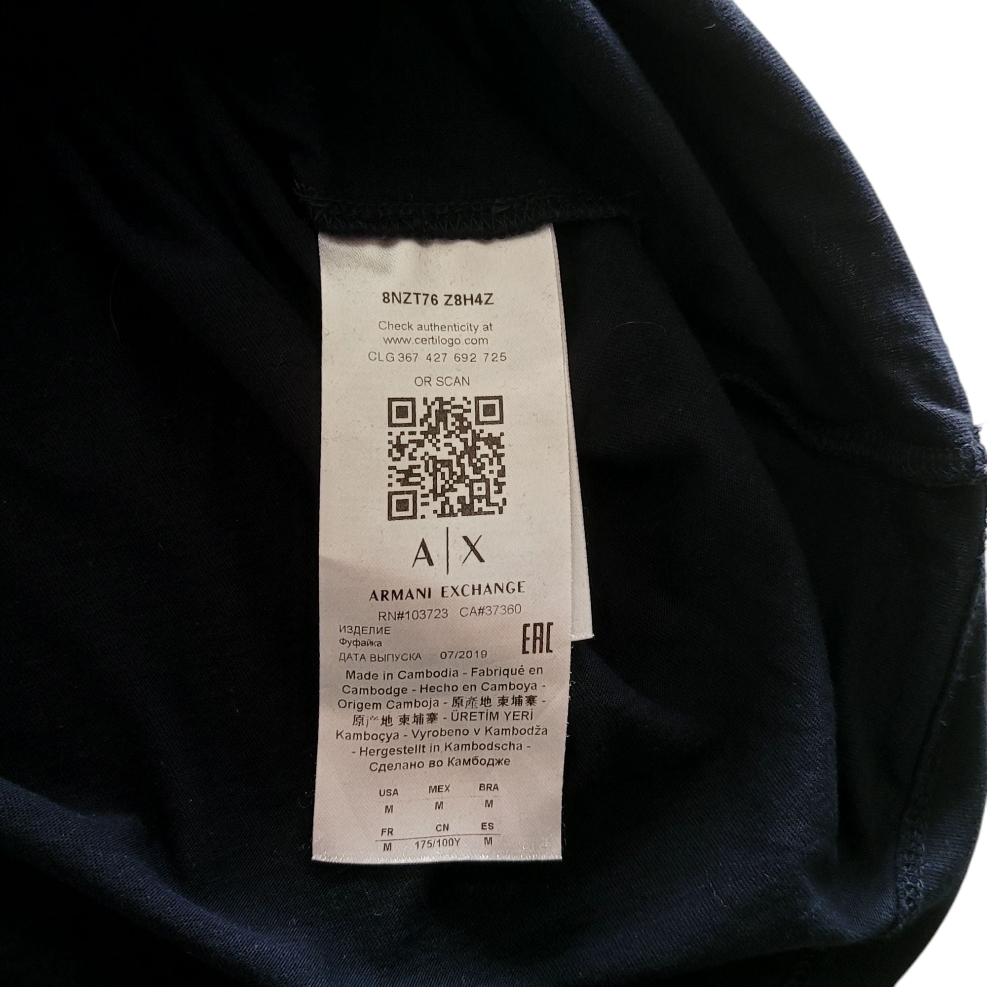 Armani Exchange AX Logo T-Shirt – Black, Size M - USASTARFASHION