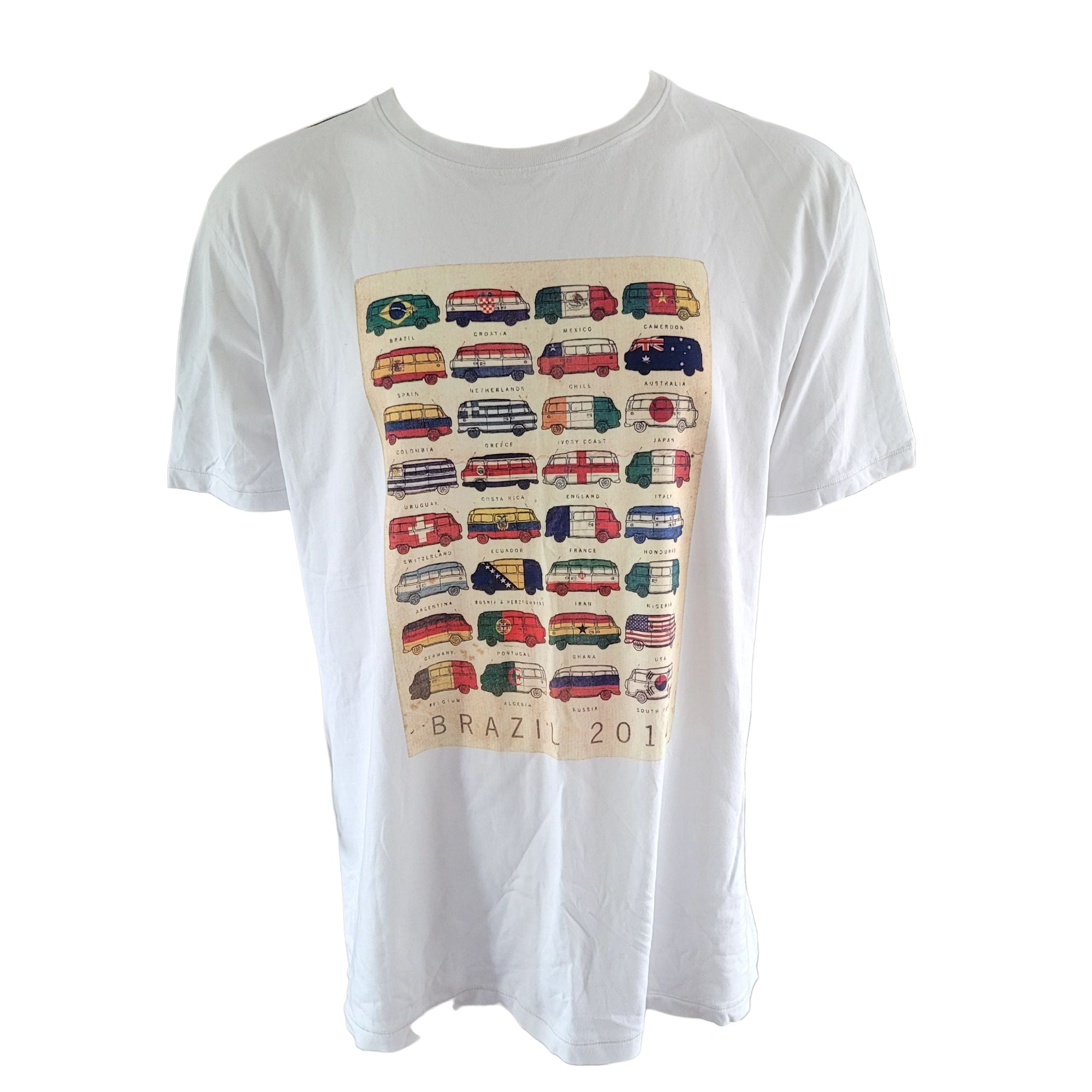 Fat Face Brazil 2014 Print T-Shirt – White, Size XXL - USASTARFASHION
