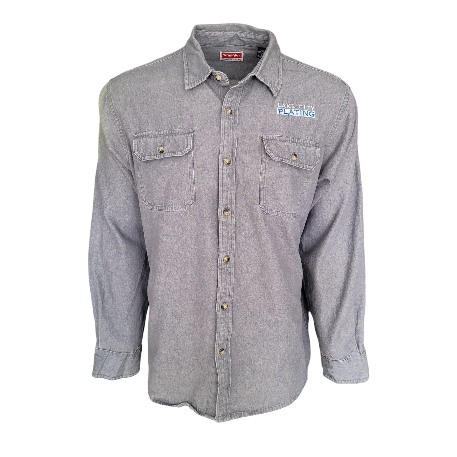 Wrangler Grey Work Shirt – Size L - USASTARFASHION