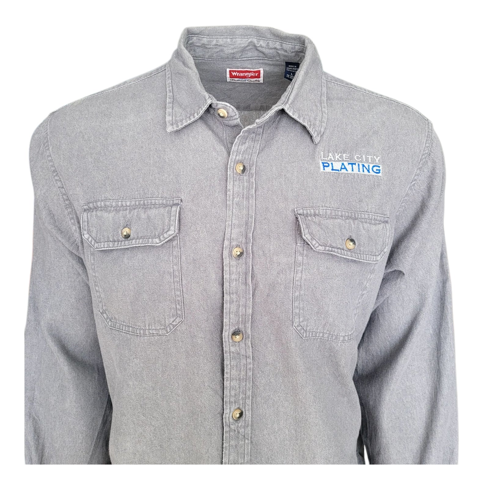 Wrangler Grey Work Shirt – Size L - USASTARFASHION