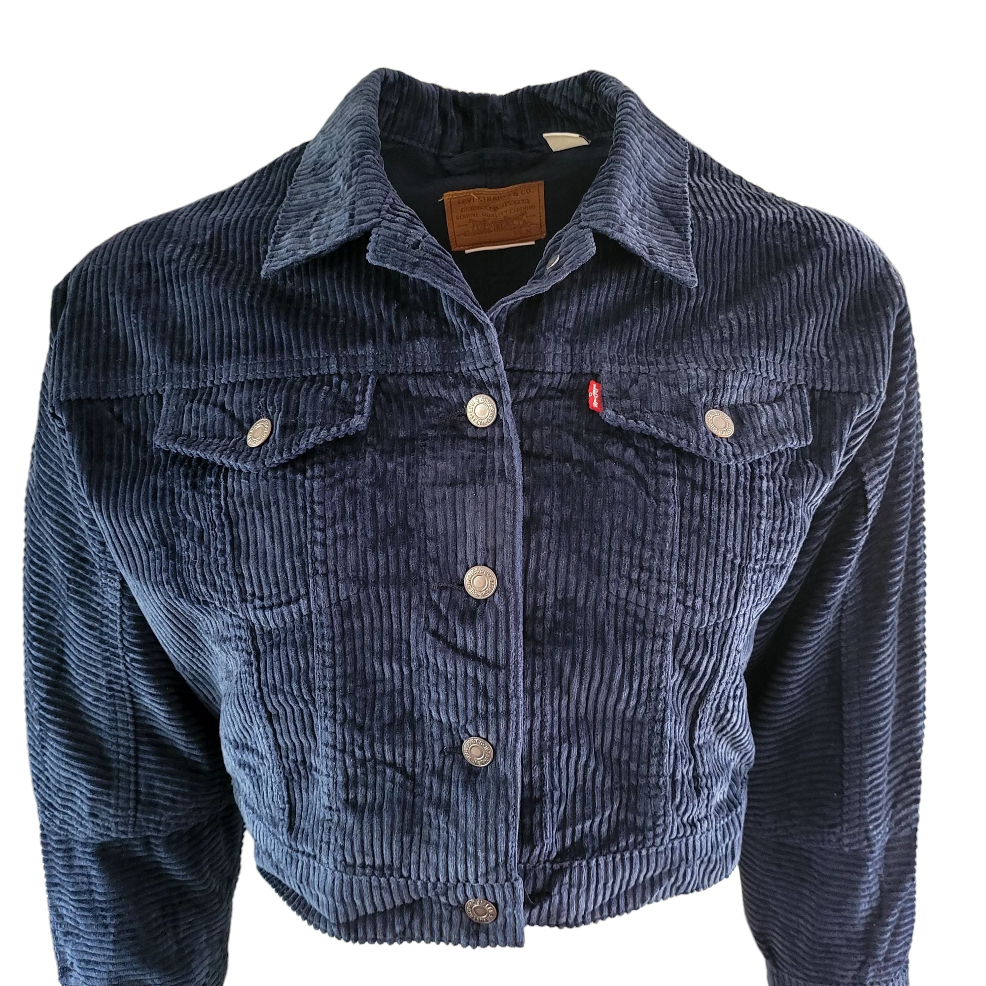 Levi’s Premium Navy Boxy Corduroy Trucker Jacket – Size M